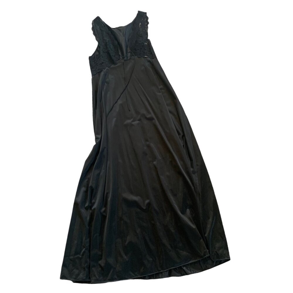 Vintage Jolie Pinup Glamour Floral Lace Lingerie Black Nightgown USA Boudoir M